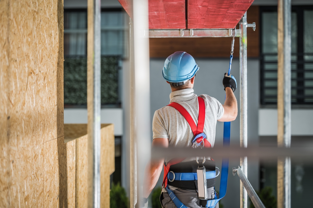 Construction worker on a scaffolding